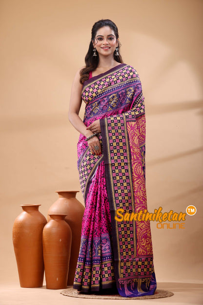 Pure Bangalore Silk Kantha Stitch Saree