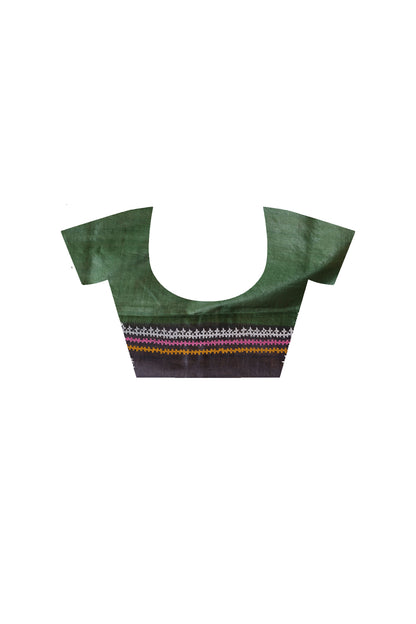 Pure Dye Tussar Silk Gujarati Stitch Saree