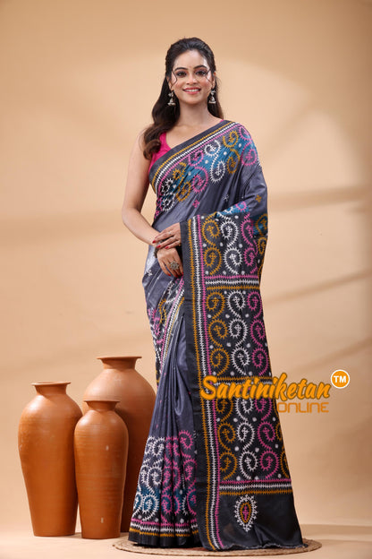 Pure Dye Tussar Silk Gujarati Stitch Saree