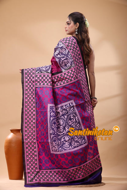 Pure Bangalore Silk Kantha Stitch Saree