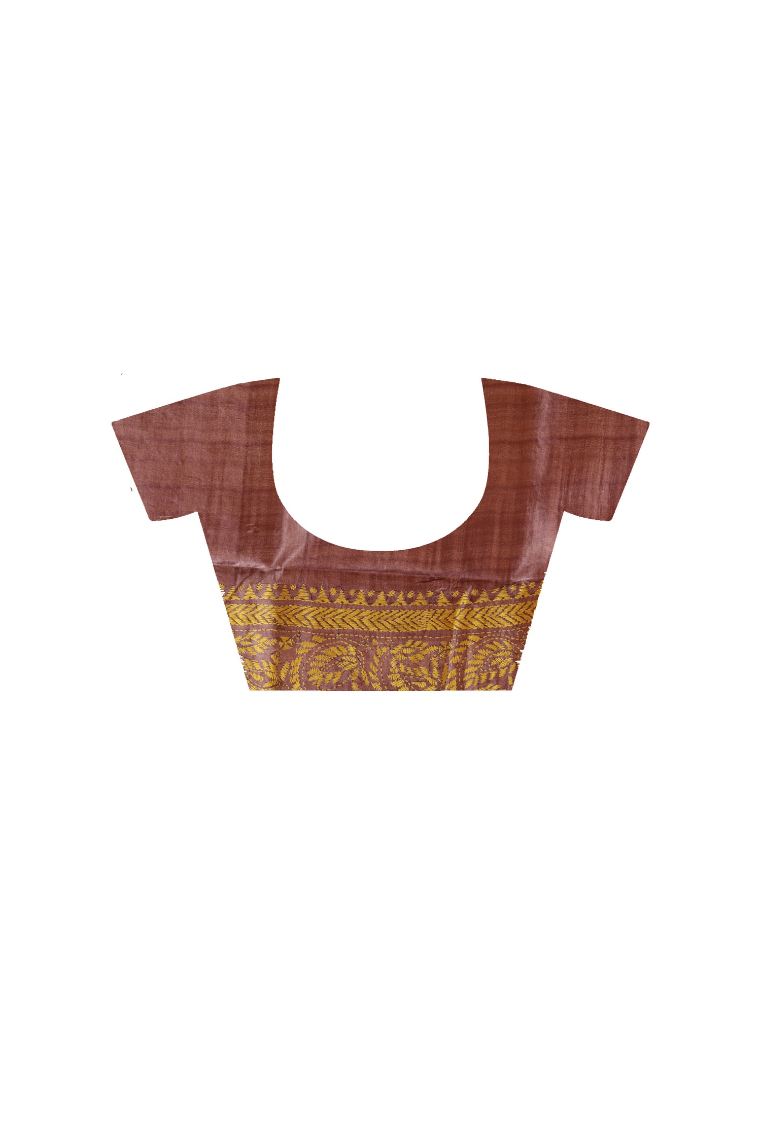 Pure Gachi Dye Tussar Silk Kantha Stitch Saree