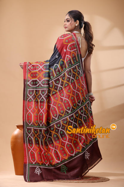 Pure Dye Tussar Silk Gujarati Stitch Saree