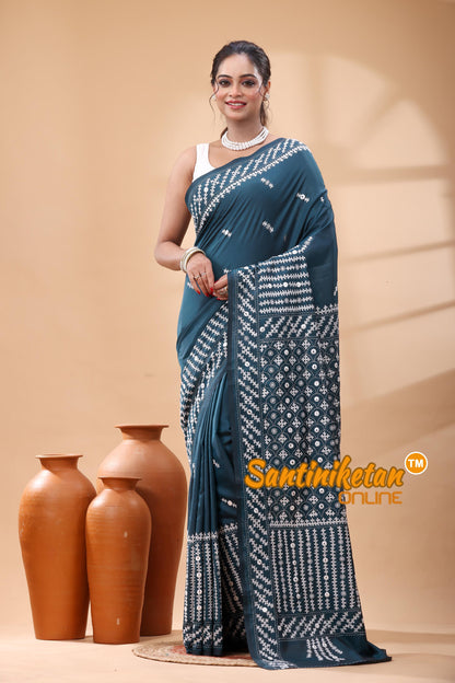 Bangalore Silk Gujrati Stitch Saree