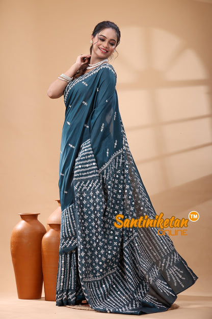 Bangalore Silk Gujrati Stitch Saree