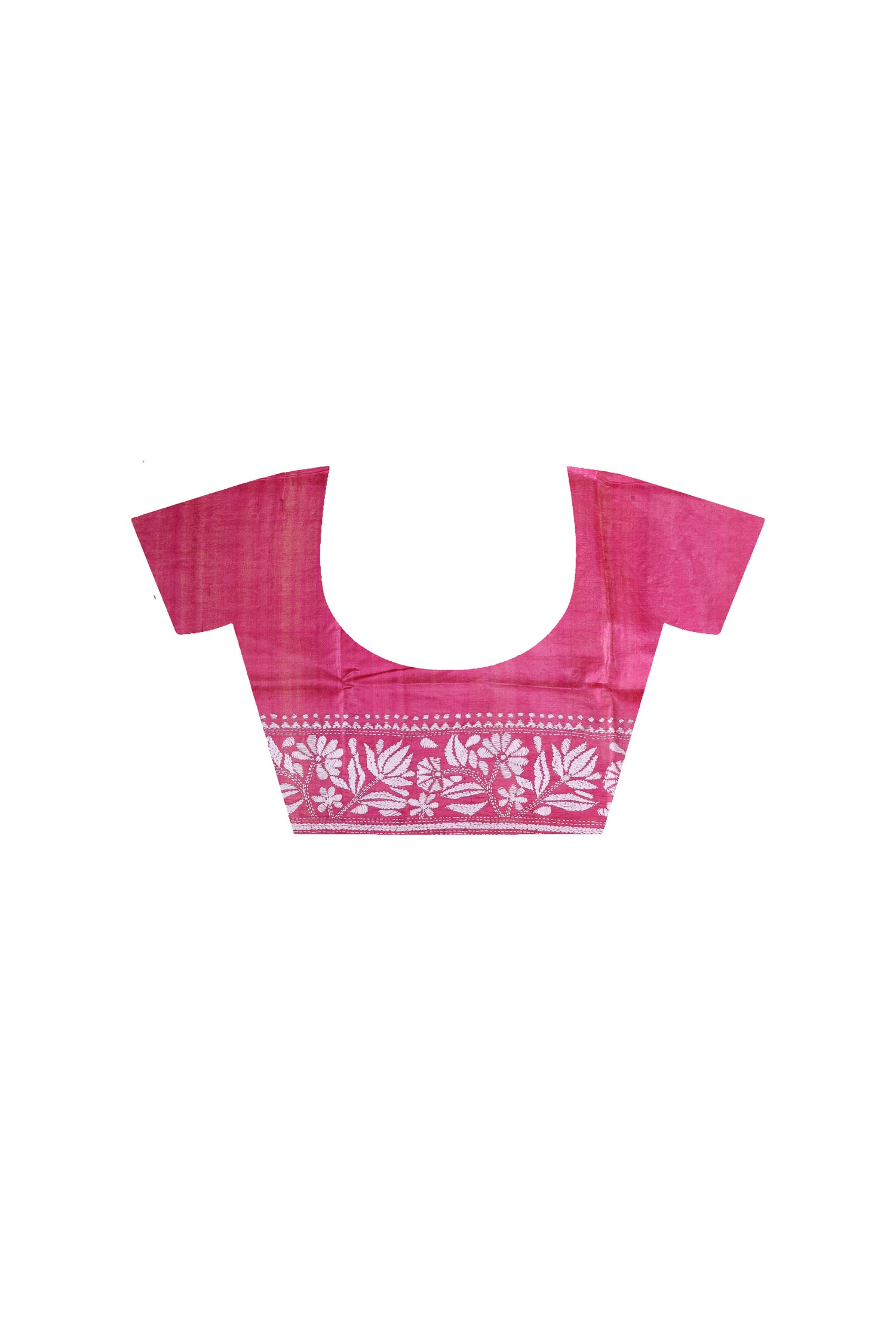 Pure Dye Tussar Silk Kantha Stitch Saree
