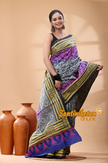 Pure Bangalore Silk Kantha Stitch Saree