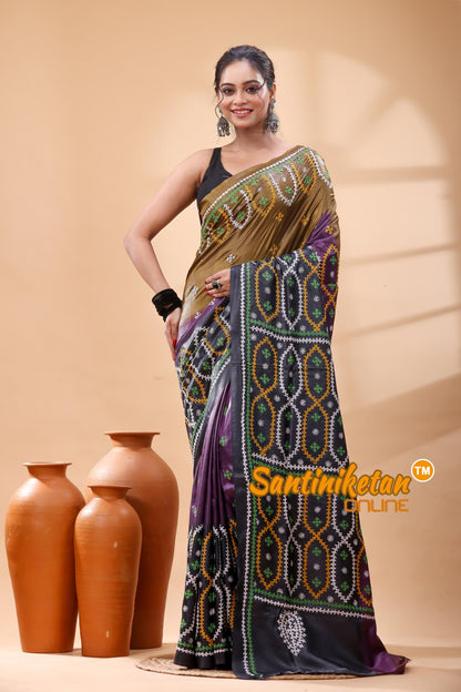 Pure Dye Tussar Silk Gujarati Stitch Saree
