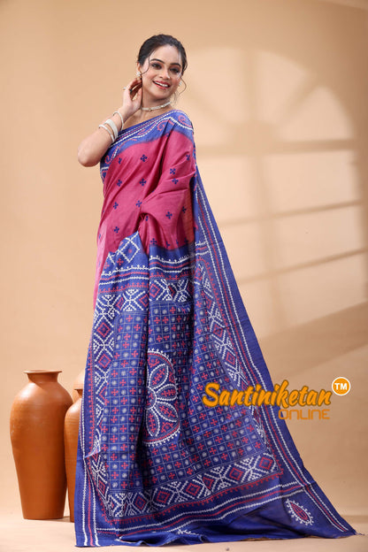 Pure Dye Tussar Silk Gujarati Stitch Saree