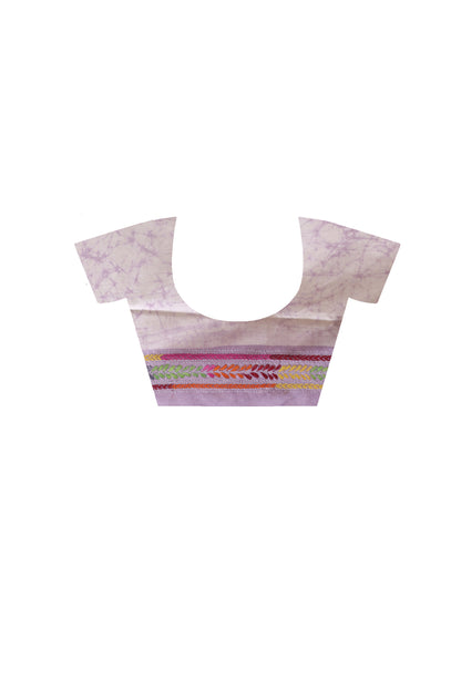 Bangalore Silk Batik Kantha Stitch Saree
