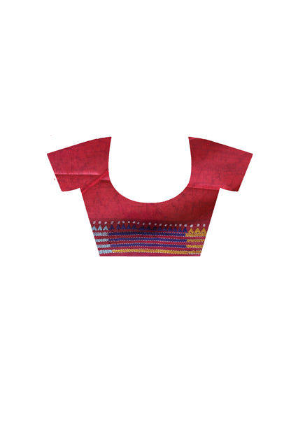 Bangalore Silk Batik Kantha Stitch Saree