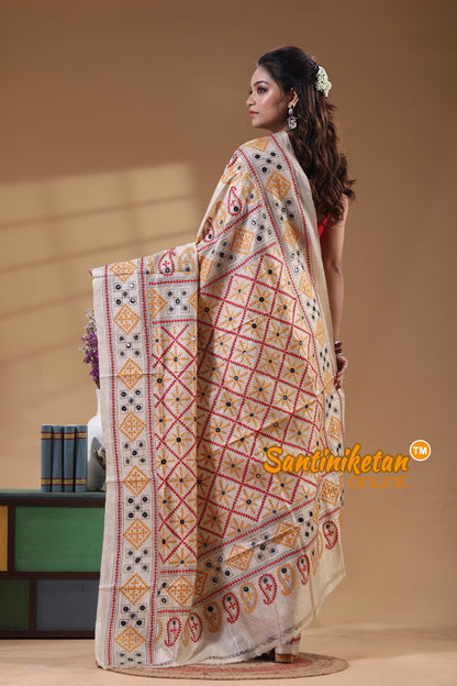 Pure Gachi Tussar Silk Gujarati Stitch Saree