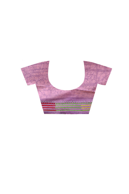 Bangalore Silk Batik Kantha Stitch Saree