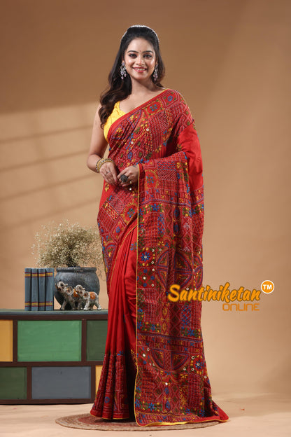 Bangalore Silk Lambani Stitch Saree