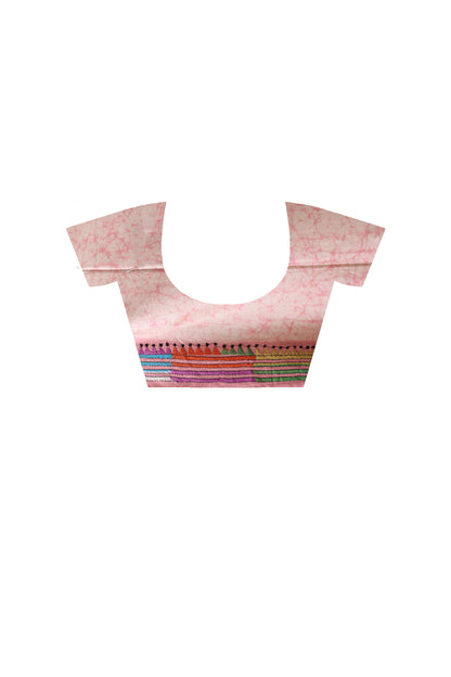 Bangalore Silk Batik Kantha Stitch Saree