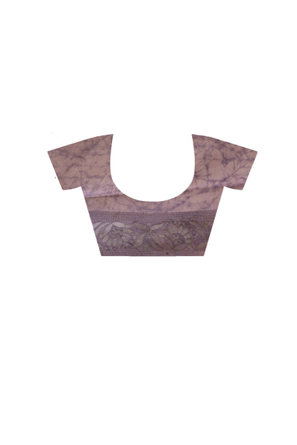 Bangalore Silk Batik Kantha Stitch Saree