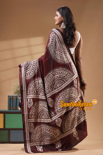 Bangalore Silk Kantha Stitch Saree