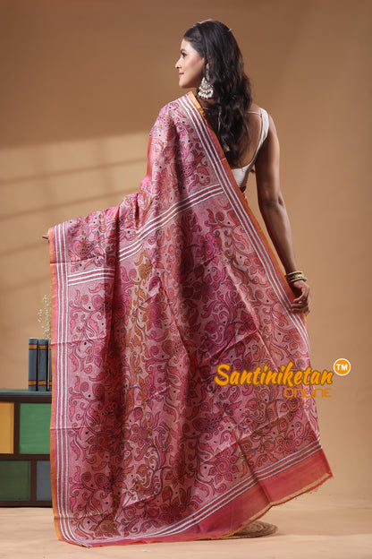 Bishnupuri (Katan) Silk Kantha Stitch Saree