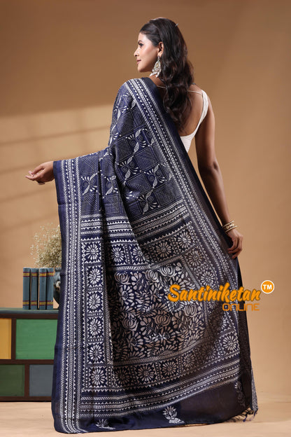 Bangalore Silk Kantha Stitch Saree