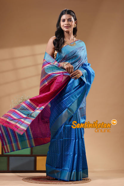 Bishnupur Katan Silk Saree With Zari Tample Border And All Body Buti