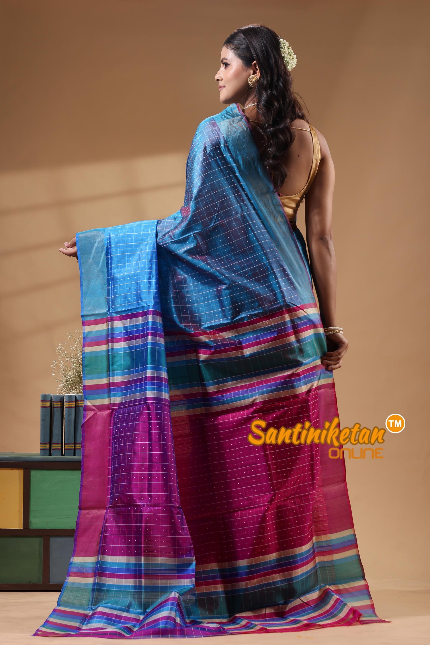 Bishnupur Katan Silk Saree With Zari Tample Border And All Body Buti