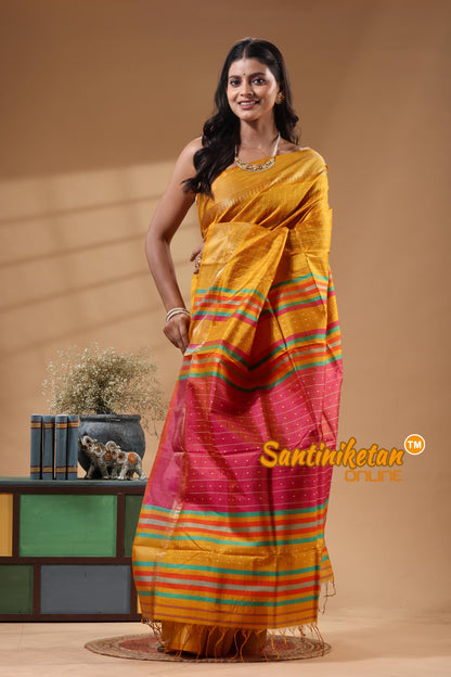 Bishnupur Katan Silk Saree With Zari Tample Border And All Body Buti