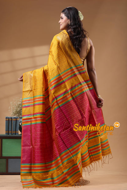 Bishnupur Katan Silk Saree With Zari Tample Border And All Body Buti