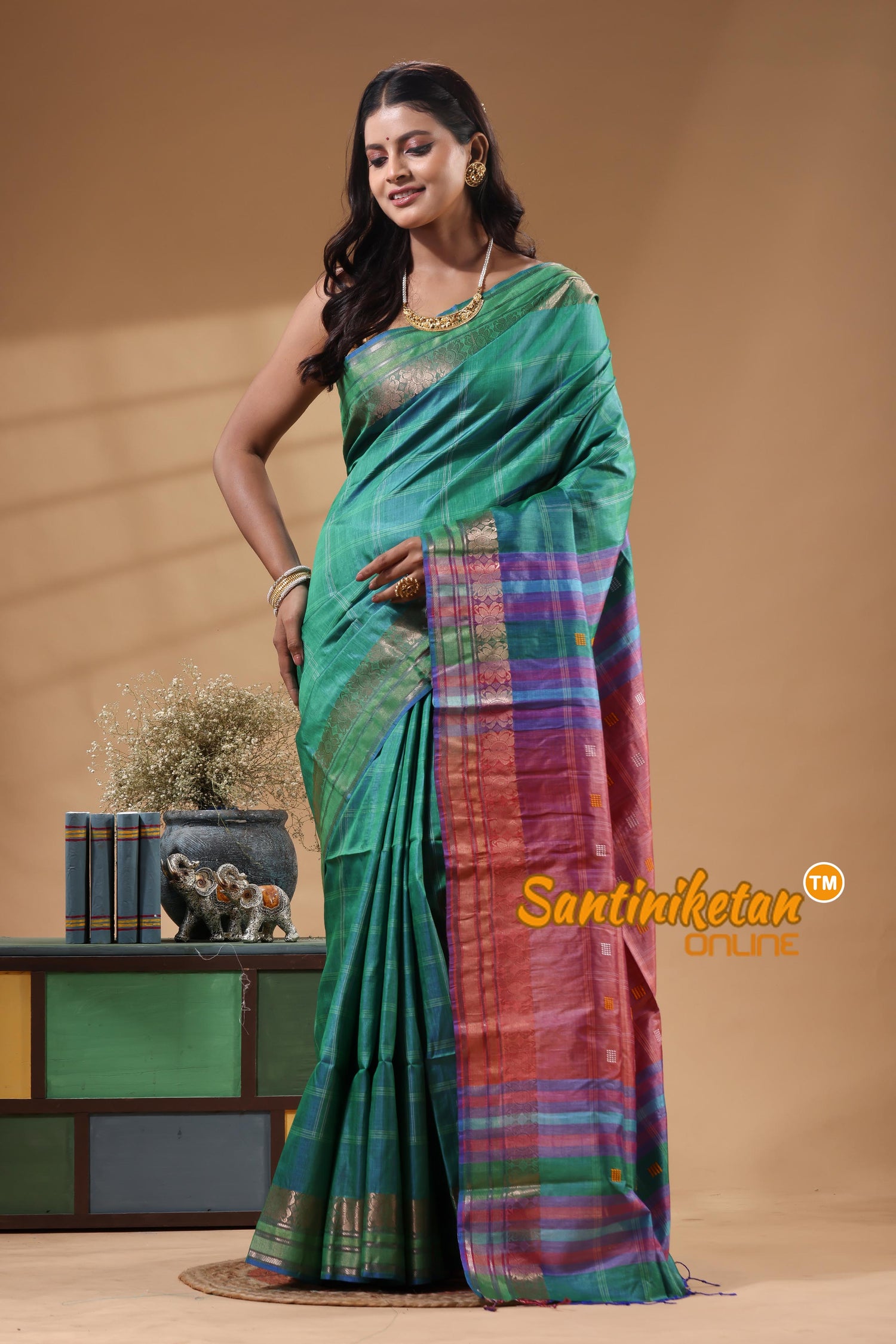 Bishnupuri Katan Silk Handwoven Design Saree