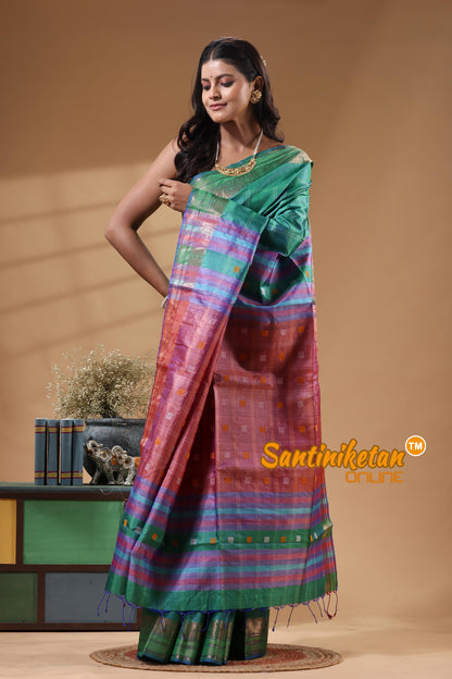 Bishnupuri Katan Silk Handwoven Design Saree