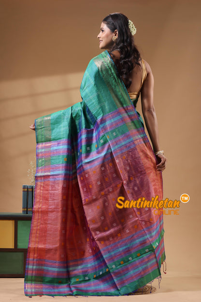 Bishnupuri Katan Silk Handwoven Design Saree