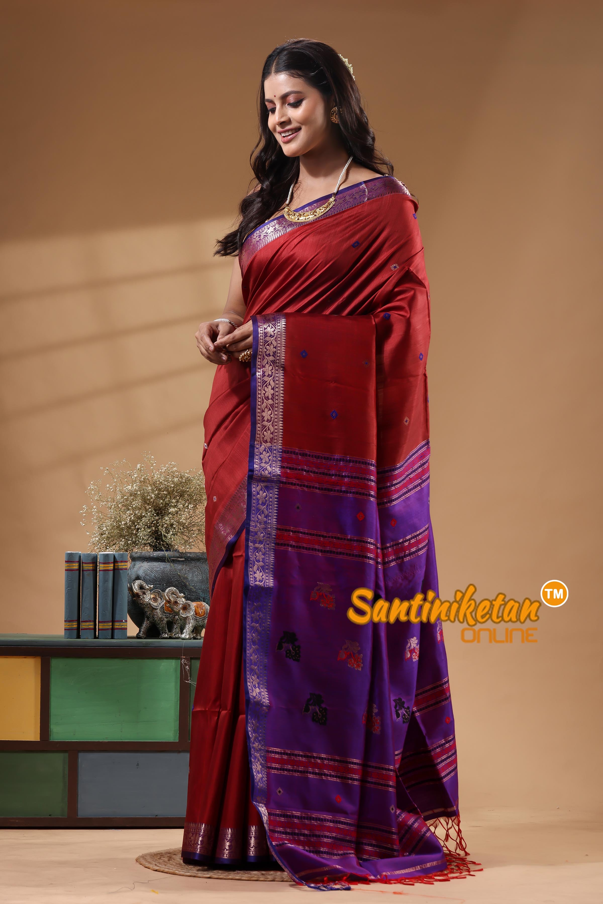 Bishnupuri Katan Silk Handwoven Design Saree