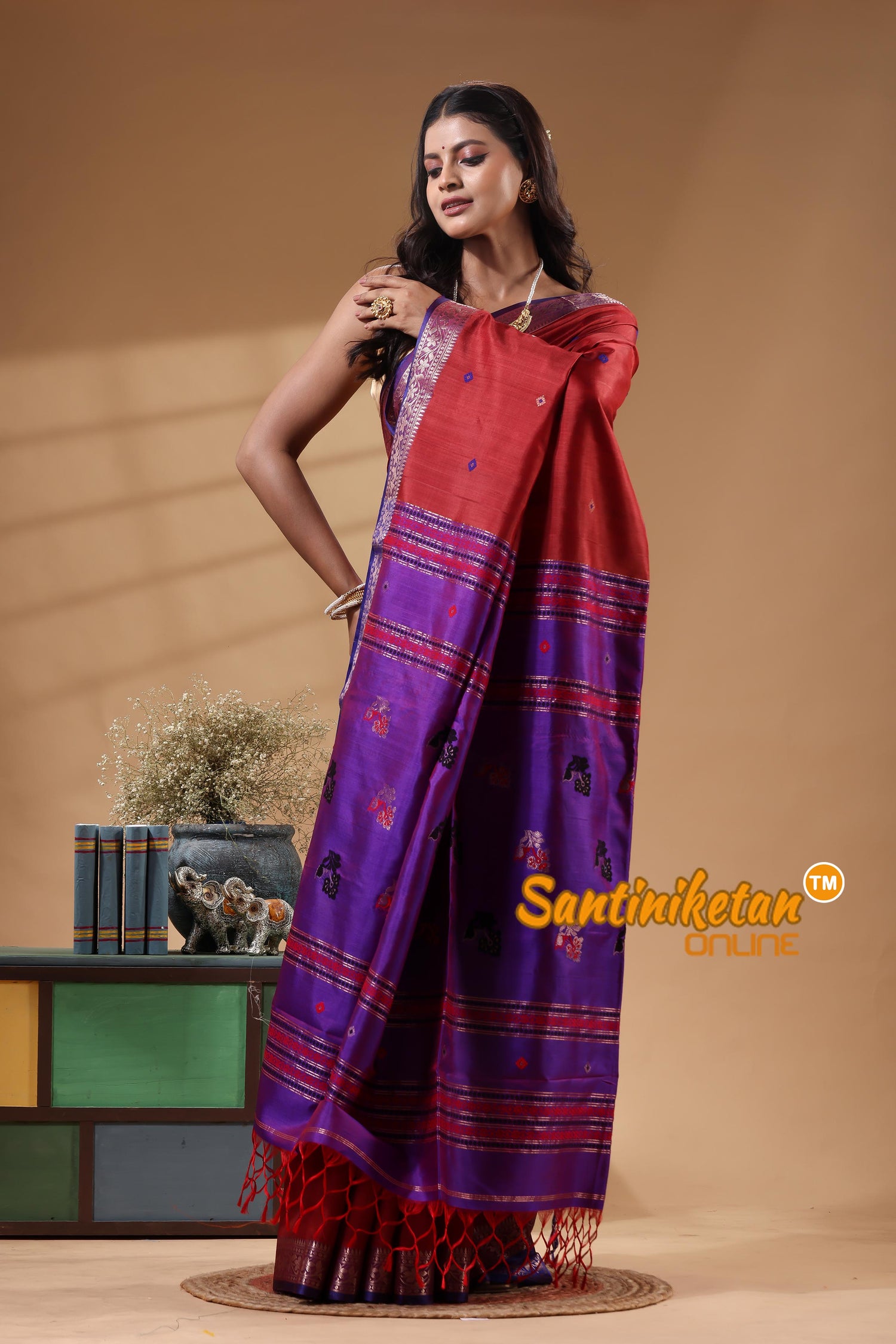 Bishnupuri Katan Silk Handwoven Design Saree