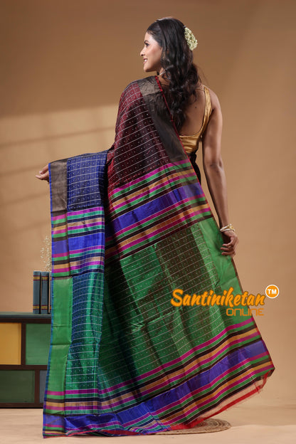 Bishnupur Katan Silk Saree With Zari Tample Border And All Body Buti