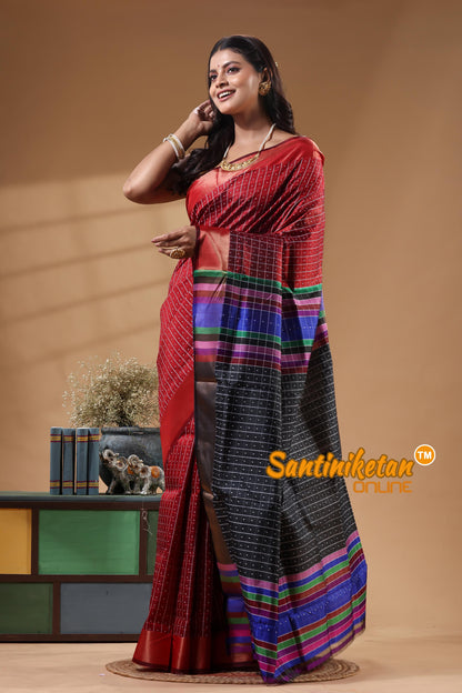 Bishnupur Katan Silk Saree With Zari Tample Border And All Body Buti