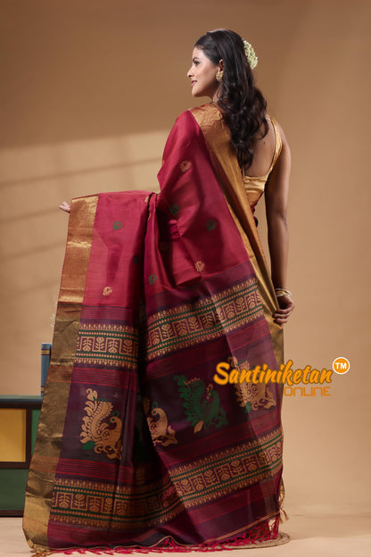 Bishnupuri Katan Silk Handwoven Design Saree