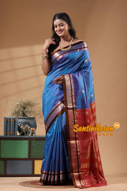 Kanjivaram Design Garad Silk Saree With Blouse