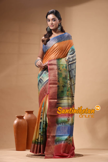 Pure Zari Tussar Hand Painted Saree SN2629895