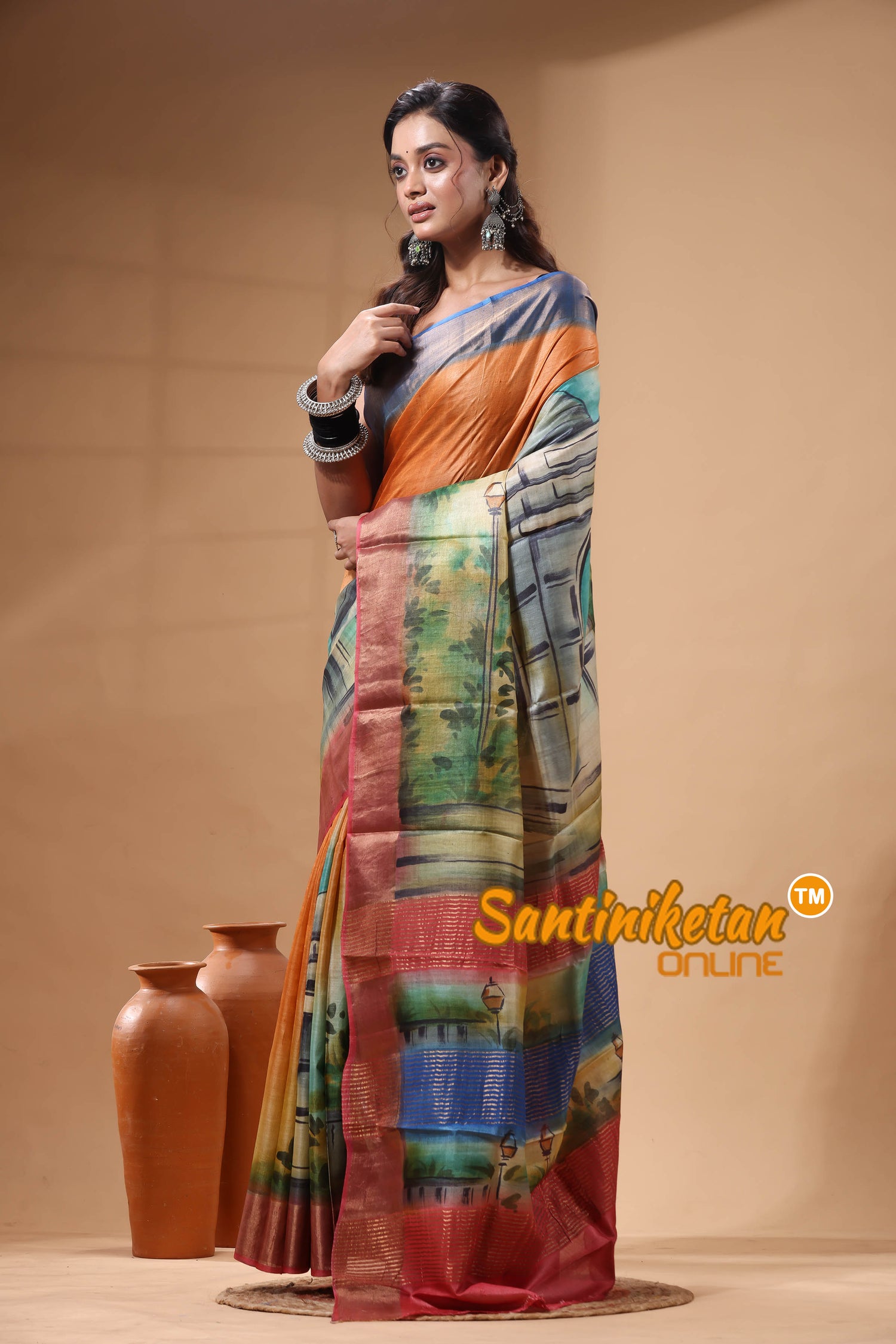Pure Zari Tussar Hand Painted Saree SN2629895