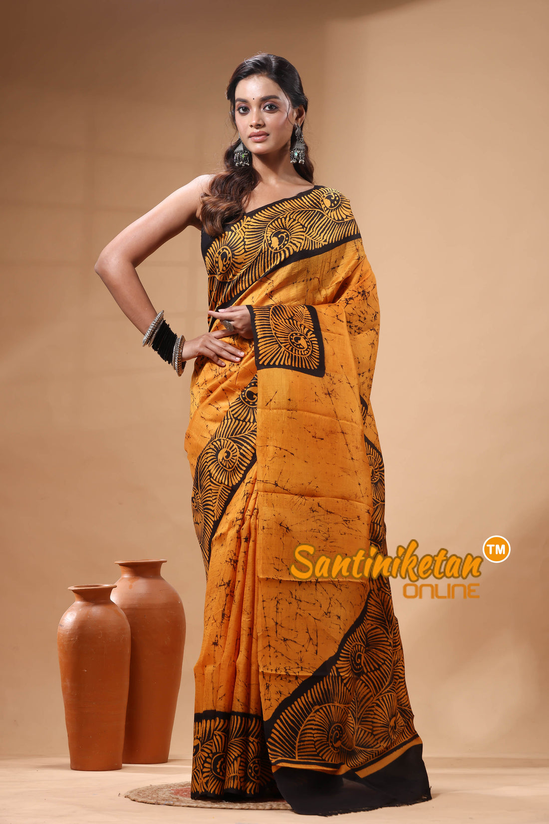 Hand Batik On Murshidabad Silk Saree SN2629930