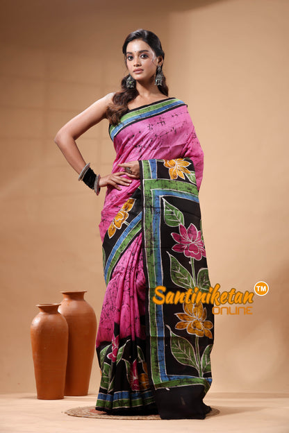 Hand Batik On Murshidabad Silk Saree SN2629942