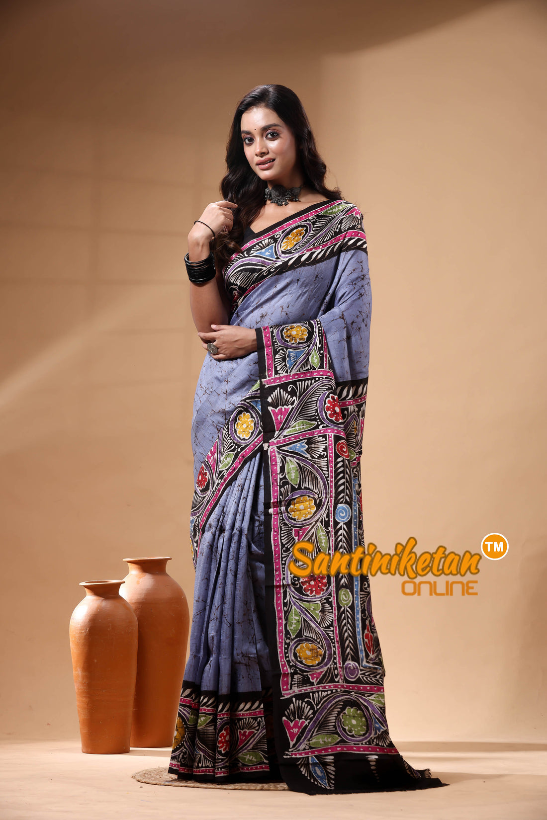 Hand Batik On Murshidabad Silk Saree SN2629948