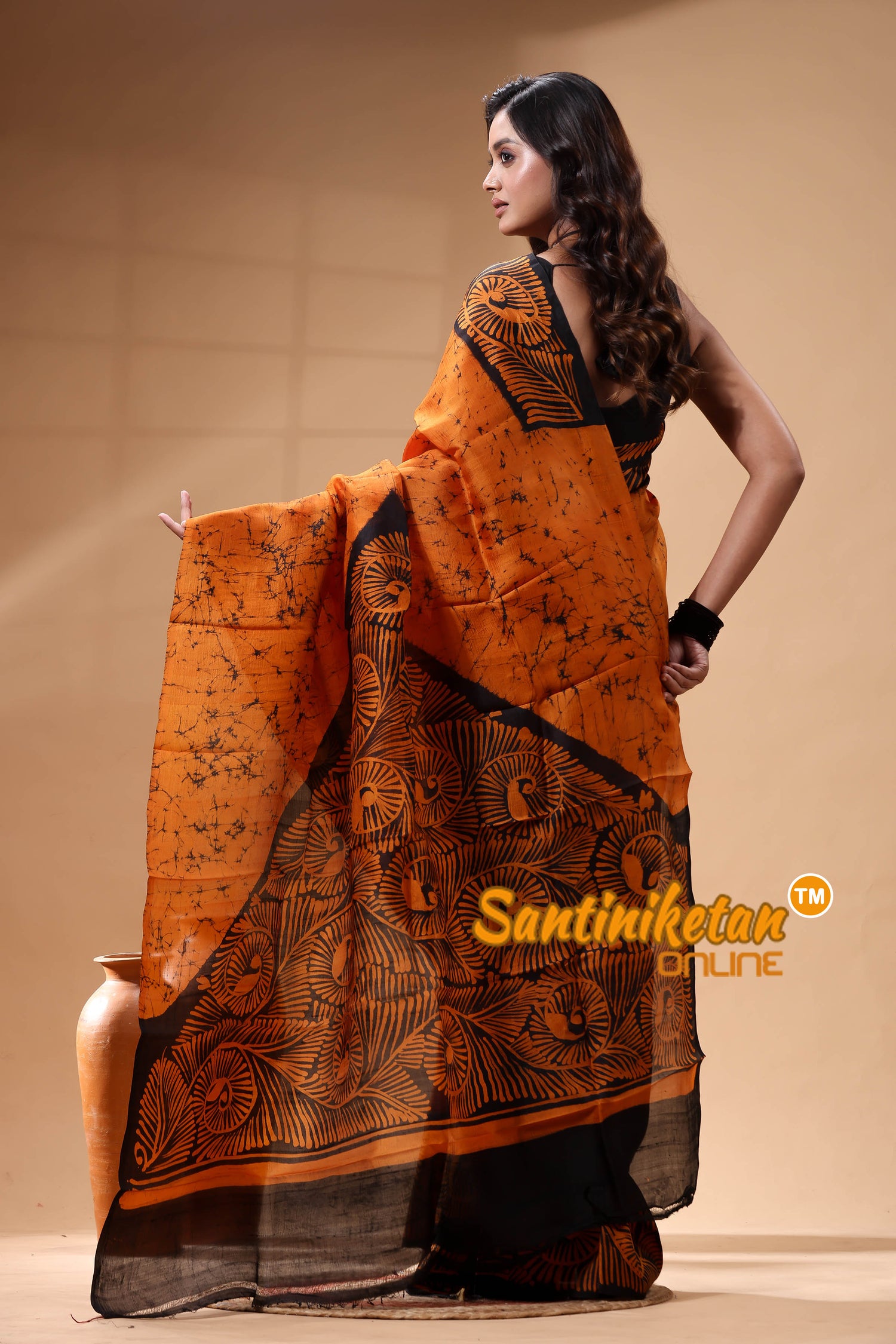 Hand Batik On Murshidabad Silk Saree SN26299278