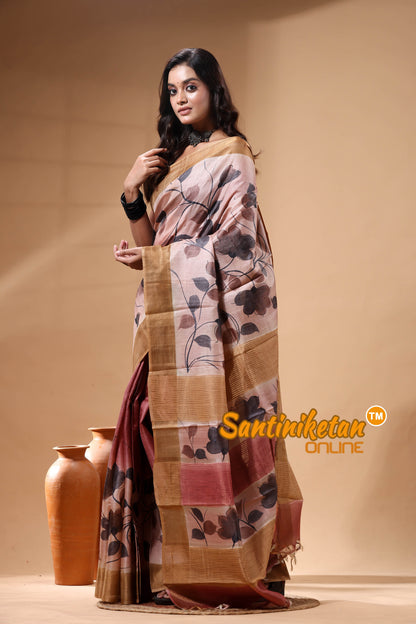 Pure Zari Tussar Hand Painted Saree SN2629990