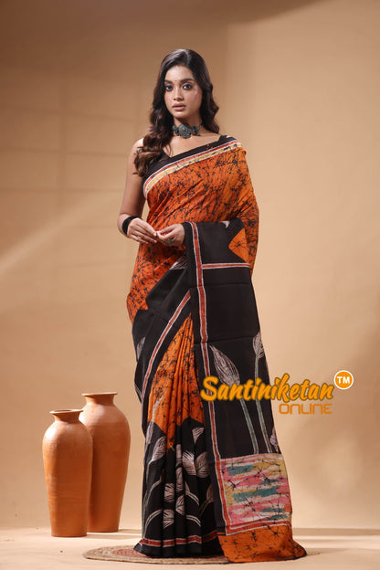 Hand Batik On Murshidabad Silk Saree SN2630058