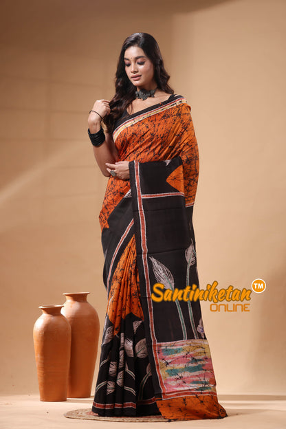 Hand Batik On Murshidabad Silk Saree SN2630058