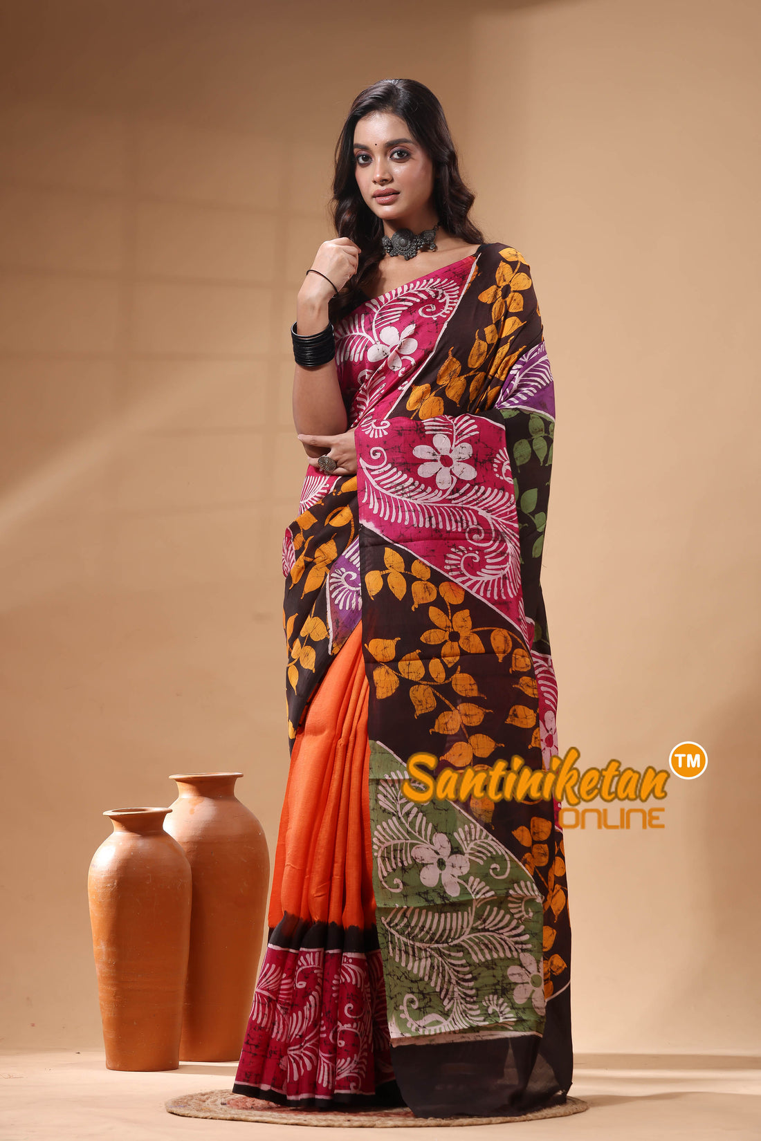 Hand Batik On Murshidabad Silk Saree SN2630076