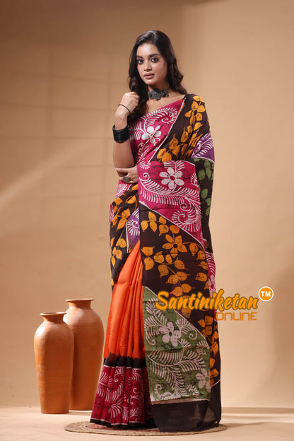 Hand Batik On Murshidabad Silk Saree SN2630076