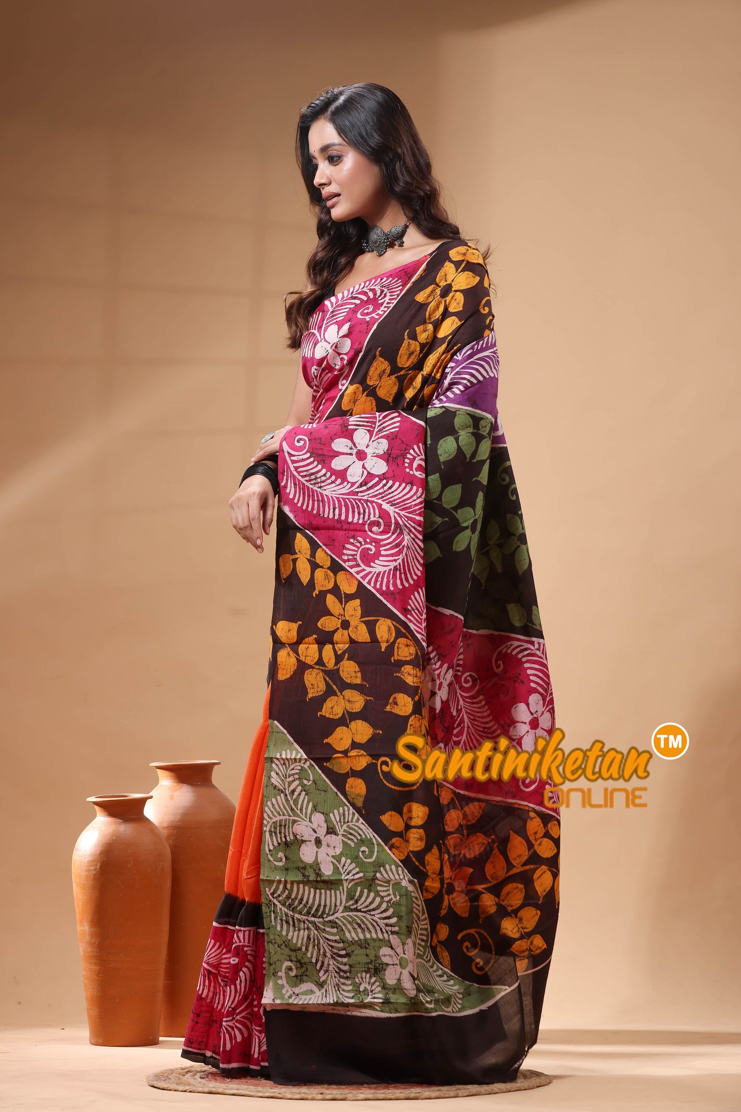 Hand Batik On Murshidabad Silk Saree SN2630076