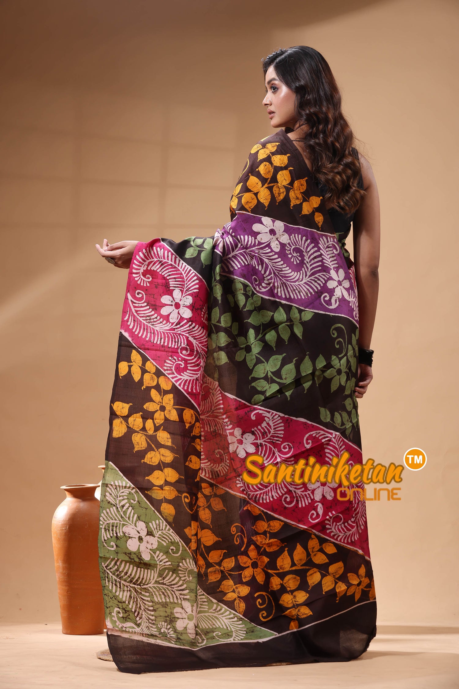 Hand Batik On Murshidabad Silk Saree SN2630076