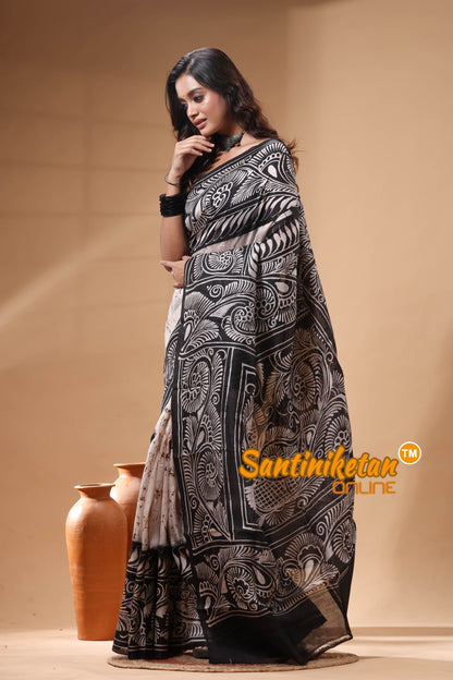 Hand Batik On Murshidabad Silk Saree SN2630107