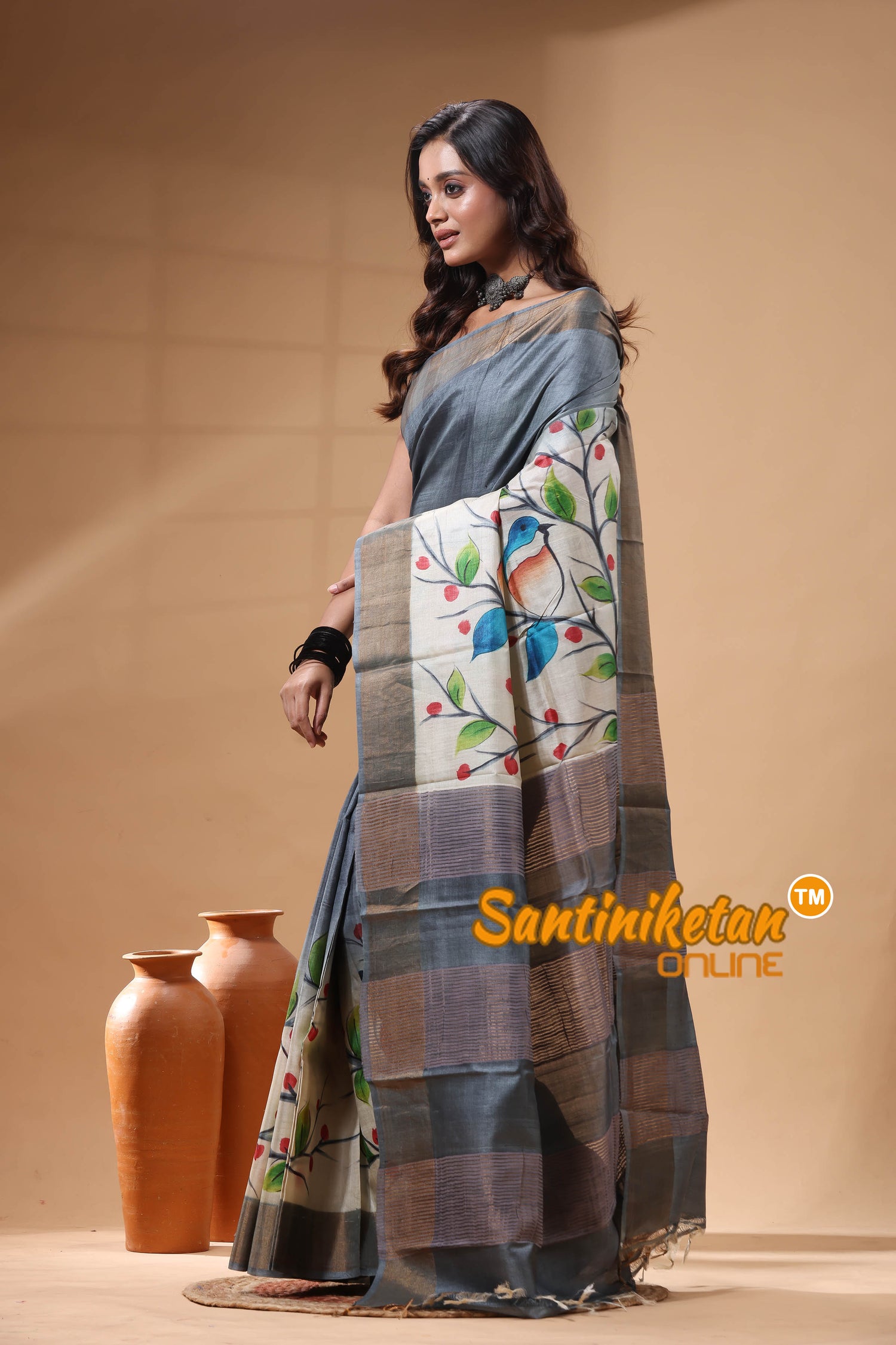 Pure Zari Tussar Hand Painted Saree SN2630119